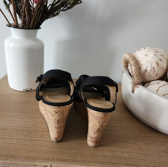 Sonoma Taffy Women's Black Woven Wedge Platform Sandals Size 8.5 - Picture 5 of 10